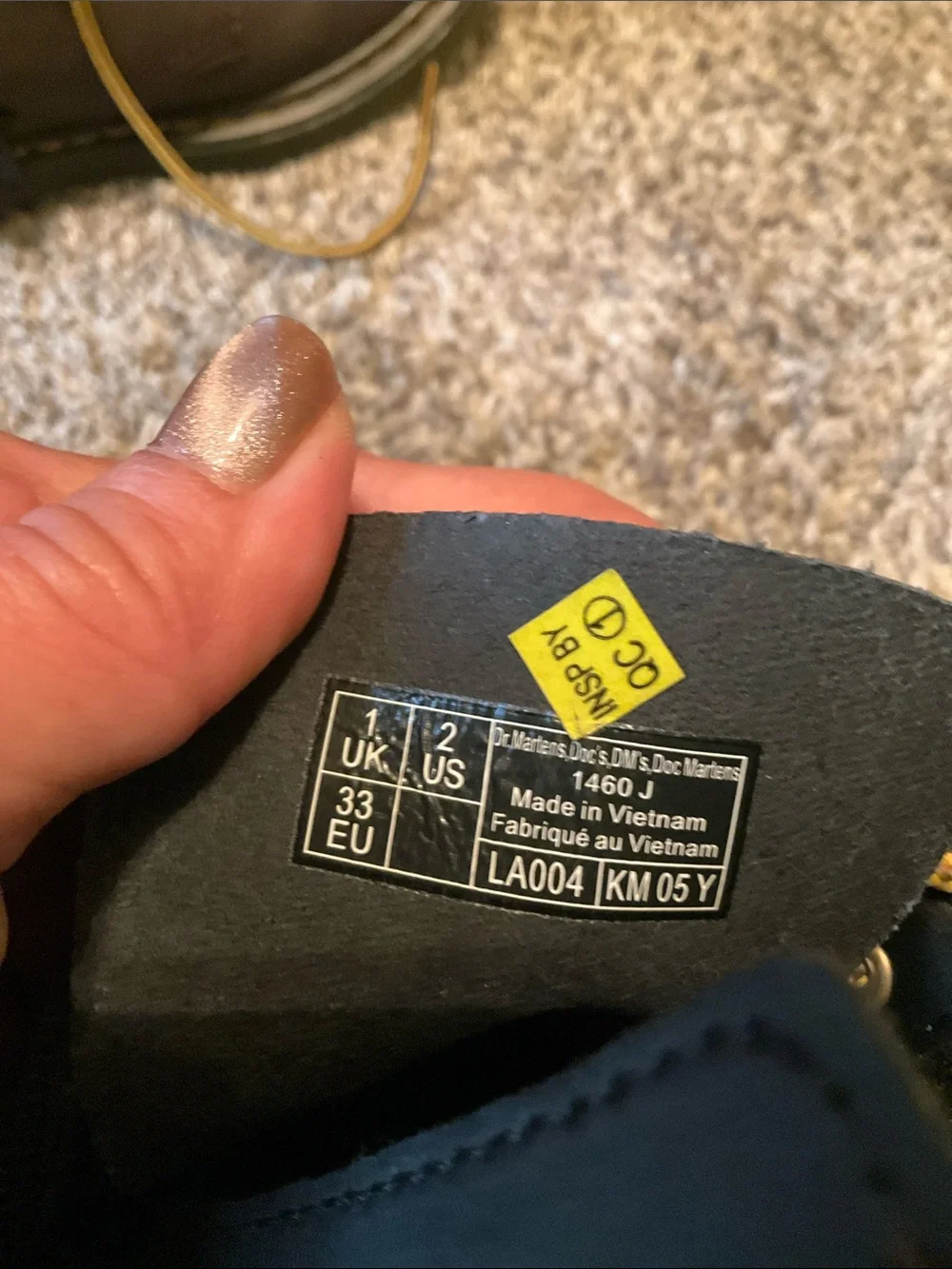 Youth Size 2 Dr. Martens Air Wair 1460 LaceUp Boots with Side Zipper